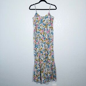 Joe Fresh‎ White Floral Tiered Maxi Dress Size Medium